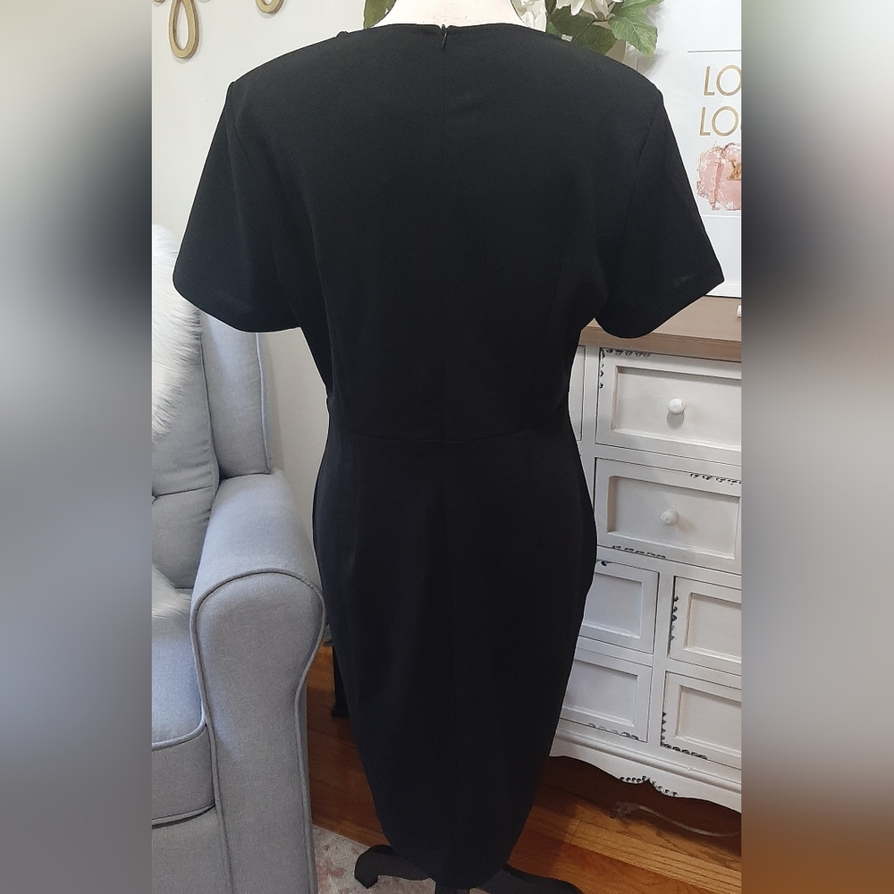 NWT Allegra K Business Casual Round Neck Short Sleeve Knit Bodycon Dress - Picture 9 of 10